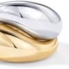 31ptDfpKpEL._AC_UY879 Gold Plated Mixed Metal Chunky Two Tone Wavy Dome Rings Pack for Women | Statement Ring Set