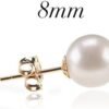 31wSik16s9L._AC Gold Plated 925 Sterling Silver Round Stud White Simulated Shell Pearl Earrings