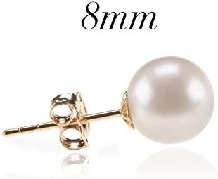 31wSik16s9L._AC Gold Plated 925 Sterling Silver Round Stud White Simulated Shell Pearl Earrings