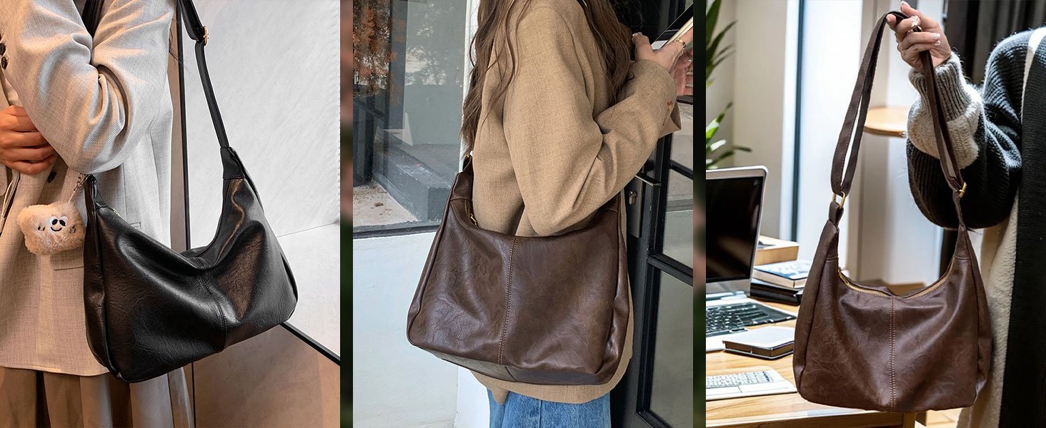 Slouchy Hobo Bags for Women, Shoulder Handbag Purse, Soft Tote Work Bag, Large Top Handle Bag