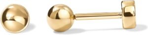 Gold Plated Solid 925 Sterling Silver Posts Dainty Ball Stud Flatback Earrings for Women - Cartilage Helix Piercing Jewelry - Small Screwbacks Stud Earrings for Women