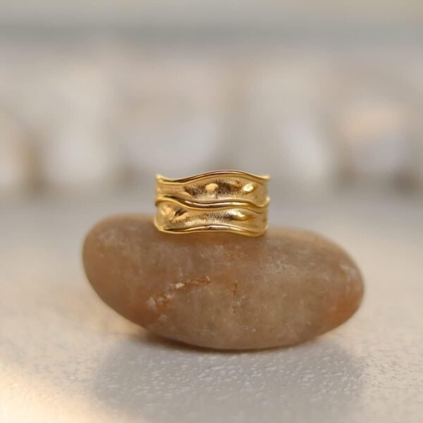 513bGGy92xL._AC_SL1200 Gold-Plated Hammered Ring For Women | Textured Ring | Rings | Thick Stacking Gold Rings | Chunky Gold Ring | Size 6-8