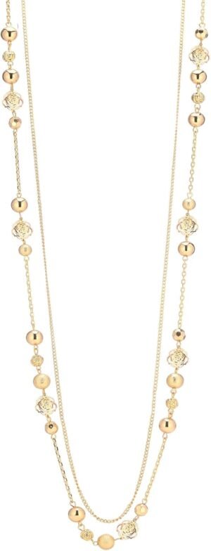 Boho Gold Long Necklaces for Women Natural Stone Beaded Layered Long Necklace Mothers Day Gifts Dainty Flower Costume Jewelry for Women