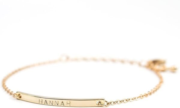 Gold Your Name Bar Bracelet Personalized gift Gold Plated bar Delicate Hand Stamp Best bridesmaid Wedding Graduation Gift