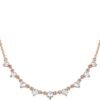 Gold Plated Station Necklace - Simulated Diamond Layering Necklaces - Womens CZ Chain