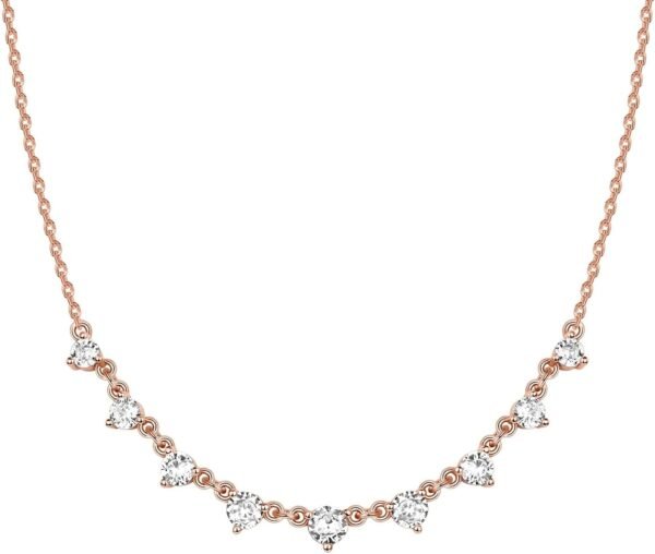 Gold Plated Station Necklace - Simulated Diamond Layering Necklaces - Womens CZ Chain