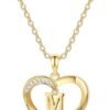 51Kgy8SyumL._AC_SL1080 Heart Initial Necklace for Women, Gold Plated Cubic Zirconia Heart Pendant Necklace, Dainty Initial Charm Necklace Letter A to Z Initial Jewelry for Women Girls