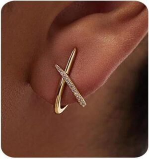 Gold Earrings for Women Trendy,  Gold Stud Earrings Dainty Earrings Simple Minimalist Cubic Zirconia Diamond Gold Earrings Hypoallergenic Earring for Women Gifts