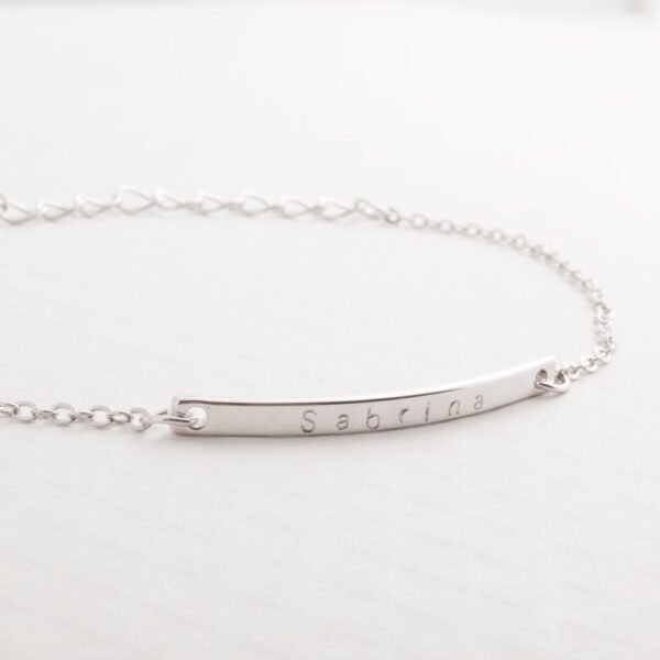 Gold Your Name Bar Bracelet Personalized gift Gold Plated bar Delicate Hand Stamp Best bridesmaid Wedding Graduation Gift