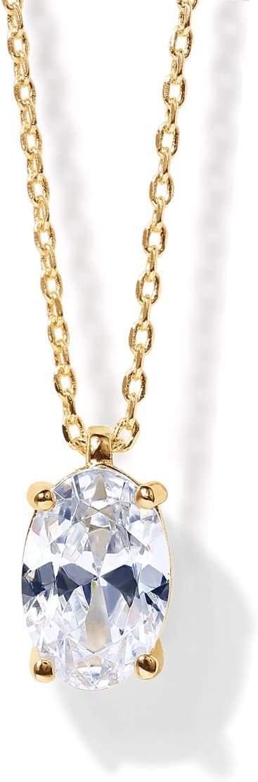 Gold Plated Cubic Zirconia Diamond Pendant Necklace for Women | Adjustable Slider
