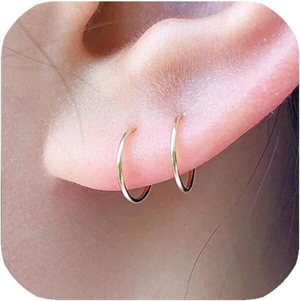 Small Gold or Sterling Silver Huggie Hoop Earrings for Women Cartilage Nose Helix Tragus