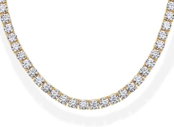 Gold Plated 3mm Simulated Diamond Tennis Necklace Chunky Long Necklace for Women Sizes 16" and 18"