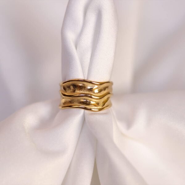 51XXM820k6L._AC_SL1200 Gold-Plated Hammered Ring For Women | Textured Ring | Rings | Thick Stacking Gold Rings | Chunky Gold Ring | Size 6-8