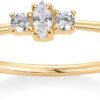 Gold Plated Marquise Round Mini Cubic Zirconia Stackable Rings for Women | Dainty Stacking Thin Band for Women