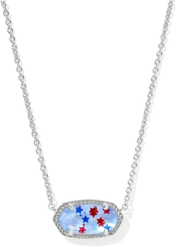 51XqB0lt7cL._AC_SL1500 Oval Pendant Necklace in Red White and Blue Star Illusion and Gold