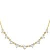 Gold Plated Station Necklace - Simulated Diamond Layering Necklaces - Womens CZ Chain