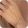Gold Plated Pearl Bracelets for Women,Dainty Bracelets Stack Pearls Beaded Link Chain Charm Bracelets Set Layered Non Tarnish Tiny Jewelry for Women