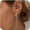 Gold Dangle Earrings for Women,Christmas Gifts Jewelry Dainty Earring   Gold Plated Drop Earrings for Women Trendy Hypoallergenic CZ Dangling Earring