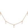 Gold Plated Station Necklace - Simulated Diamond Layering Necklaces - Womens CZ Chain