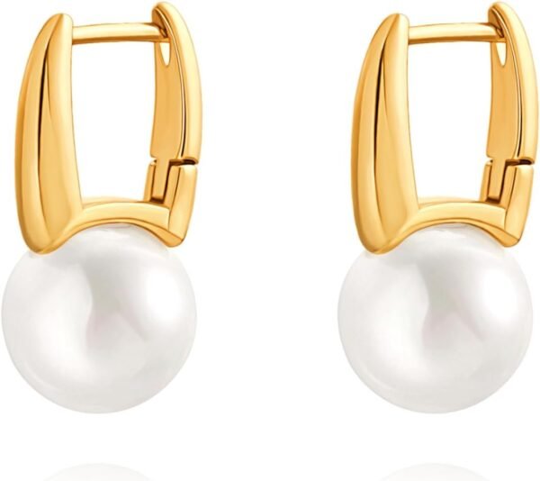 51j9IwUEXsL._AC_SL1500 925 Sterling Silver Hoop Handpicked AAA+ Quality 7.5-8mm White Freshwater Cultured Pearl Dangle Drop Earrings Jewelry for Women