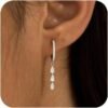 Gold Dangle Earrings for Women,Christmas Gifts Jewelry Dainty Earring   Gold Plated Drop Earrings for Women Trendy Hypoallergenic CZ Dangling Earring