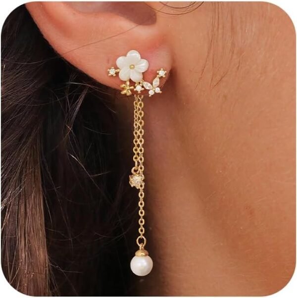 Gold Dangle Earrings for Women,Christmas Gifts Jewelry Dainty Earring   Gold Plated Drop Earrings for Women Trendy Hypoallergenic CZ Dangling Earring