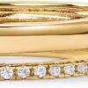 Gold Plated Cubic Zirconia Dual Stacking Rings for Women | Gold Eternity Band for Women | Thumb Ring