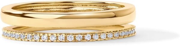 Gold Plated Cubic Zirconia Dual Stacking Rings for Women | Gold Eternity Band for Women | Thumb Ring