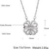 Sterling Silver Heart Shaped and Four Leaf Clover Convertible Pendant Necklace Crystals Jewelry for Women
