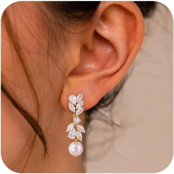 Gold Dangle Earrings for Women,Christmas Gifts Jewelry Dainty Earring   Gold Plated Drop Earrings for Women Trendy Hypoallergenic CZ Dangling Earring