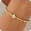 Gold Bracelets for Women  Gold Beaded Bracelets Stackable Bracelets for Women Gold Charm Bracelet Non Tarnish Gold Jewelry for Women Trendy