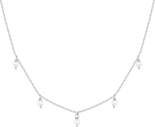 Gold Plated Station Necklace - Simulated Diamond Layering Necklaces - Womens CZ Chain