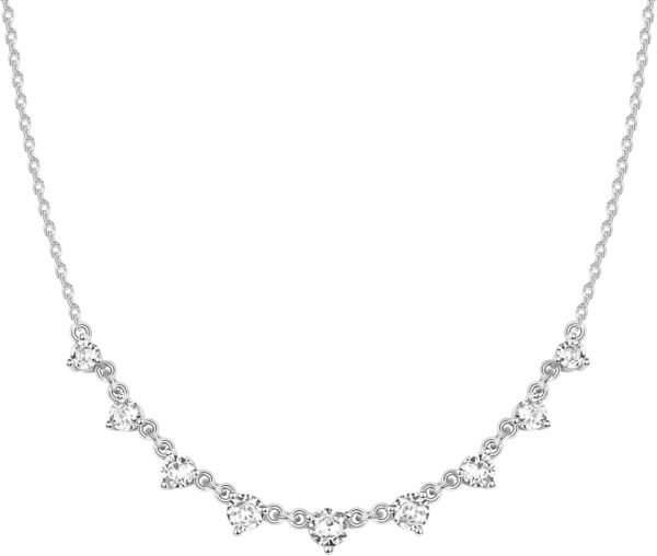 Gold Plated Station Necklace - Simulated Diamond Layering Necklaces - Womens CZ Chain