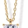 Gold Plated Cubic Zirconia Diamond Pendant Necklace for Women | Adjustable Slider