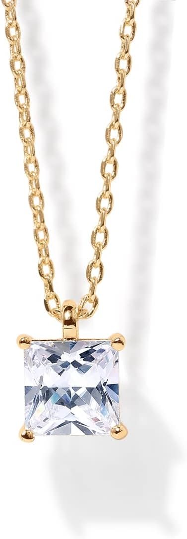 Gold Plated Cubic Zirconia Diamond Pendant Necklace for Women | Adjustable Slider