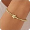 Gold Bracelets for Women  Gold Beaded Bracelets Stackable Bracelets for Women Gold Charm Bracelet Non Tarnish Gold Jewelry for Women Trendy