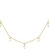 Gold Plated Station Necklace - Simulated Diamond Layering Necklaces - Womens CZ Chain
