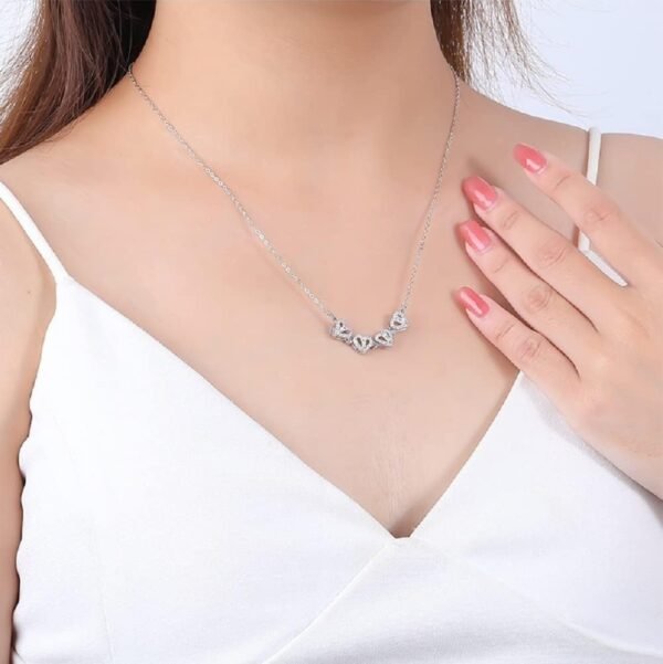 Sterling Silver Heart Shaped and Four Leaf Clover Convertible Pendant Necklace Crystals Jewelry for Women