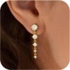 Gold Earrings for Women, Dainty   Gold Plated Dangle Earrings for Women Trendy Long Dangle Drop Chain Earring for Sensitive Ears Cute Hypoallergenic Threader Earring Non Tarnish Jewelry Gifts