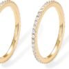 Gold Plated Solid 925 Sterling Silver CZ Simulated Diamond Stackable Ring Eternity Bands for Women