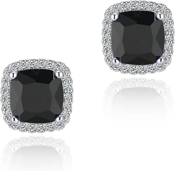 613Fsf5dBnL._AC_SL1500 Cubic Zirconia Earrings Studs, Halo CZ Birthstone Simulated Diamond Stud Earrings for Women