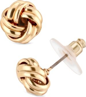 Women's Pierced Earrings Knot Stud, Gold, One Size