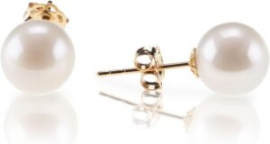 6148pNdooWL._AC_SL1500 Gold Plated 925 Sterling Silver Round Stud White Simulated Shell Pearl Earrings