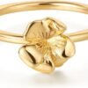 Birth Flower Ring for Women   Gold Plated Floral Minimalist Stackable Finger Jewelry Birthday Gifts