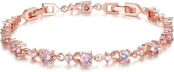 Gold Plated 3mm Cubic Zirconia Classic Adjustable Tennis Bracelet |Gold Bracelets for Women |Bride Bracelet for Wedding|Size 6.5-8 Inch