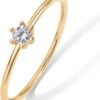 Gold Plated Marquise Round Mini Cubic Zirconia Stackable Rings for Women | Dainty Stacking Thin Band for Women
