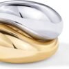 617xMZrJcrL._AC_SL1500 Gold Plated Mixed Metal Chunky Two Tone Wavy Dome Rings Pack for Women | Statement Ring Set