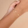 Gold Plated Pearl Bracelets for Women,Dainty Bracelets Stack Pearls Beaded Link Chain Charm Bracelets Set Layered Non Tarnish Tiny Jewelry for Women