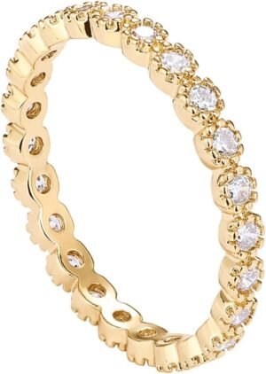 Gold Plated Rings Cubic Zirconia Band | Gold Rings for Women