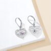 Heart Leverback Earrings Double Birthstone Dangle Earrings for Women, Love Jewelry for Her, Christmas Gifts for Women, Anniversary Birthday Gift for Mom Wife Girlfriend